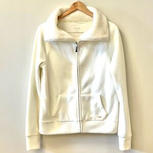 Calvin Klein Performance Fleece Full Zip Jacket Spread Collar Cream Women’s M
